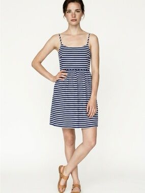J. CREW | Linen Blend Striped Blue & White Sleeveless Dress Women’s Size 4